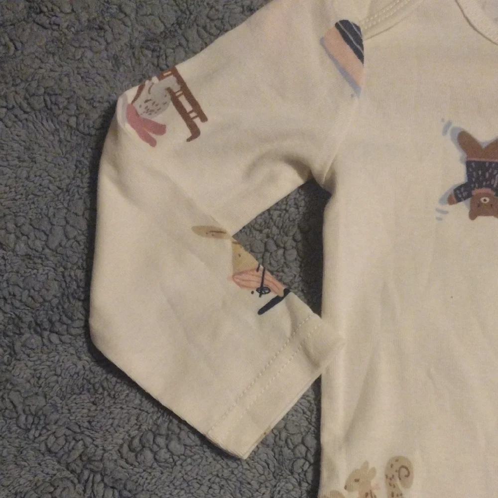 Carter's Cream Long-Sleeve Baby One-Piece with Woodland Winter Prints - Picture 6 of 8